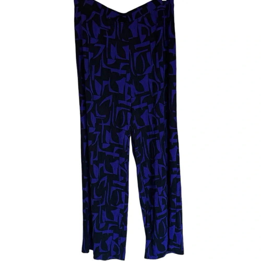 NWOT Chico's Purple and Black Abstract Print Wide Leg Pants